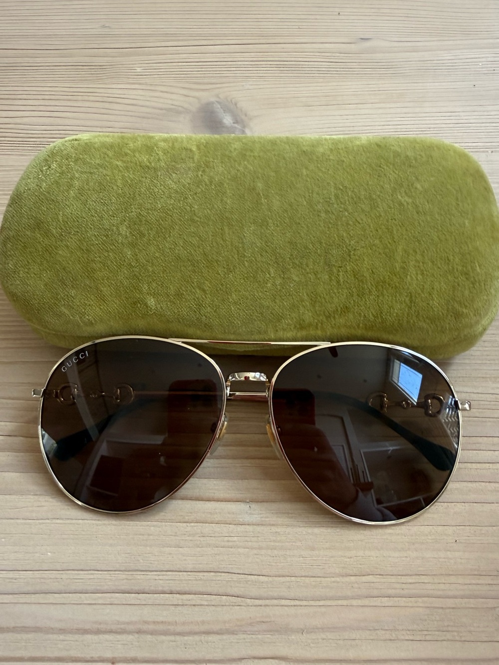 Gucci aviator sunglasses Gold Frame Sunglasses with Brown Lenses